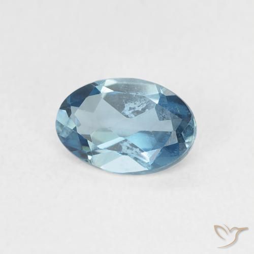 0.54 ct Blue Topaz Stone, Natural Topaz in Oval Facet Shape for Sale