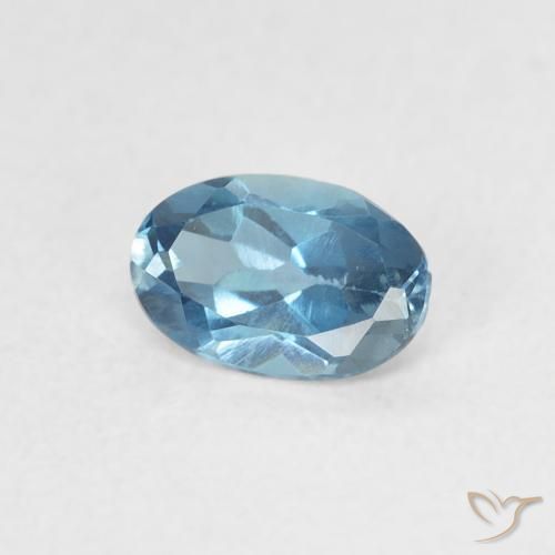 0.52 ct Blue Topaz Stone, Natural Topaz in Oval Facet Shape for Sale