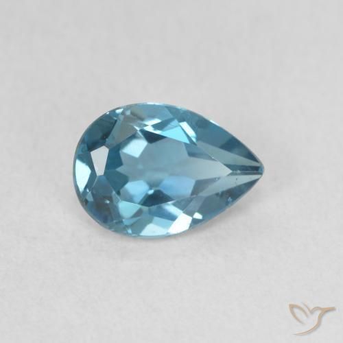 0.78 ct Blue Topaz Stone, Natural Topaz in Pear Facet Shape for Sale