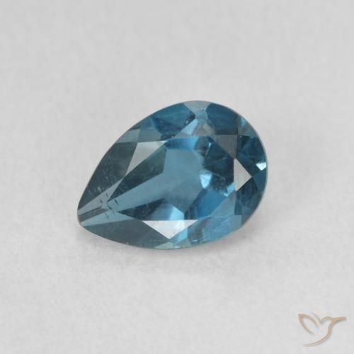 0.89ct Natural London Blue Topaz, Pear Shape, VS, Photo A