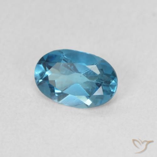 0.52 ct Blue Topaz Stone, Natural Topaz in Oval Facet Shape for Sale