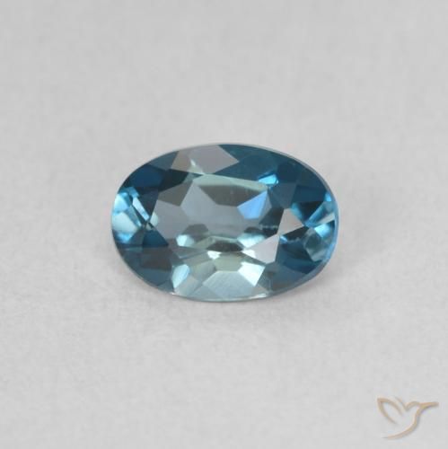 0.53 ct Blue Topaz Stone, Natural Topaz in Oval Facet Shape for Sale