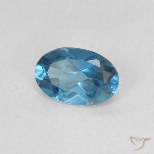 0.51 ct Blue Topaz Stone, Natural Topaz in Oval Facet Shape for Sale
