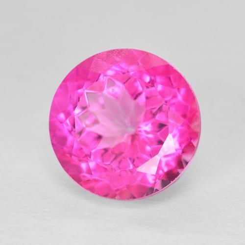 7.05 ct Pink Topaz Stone, Natural Topaz in Round Facet Shape for Sale
