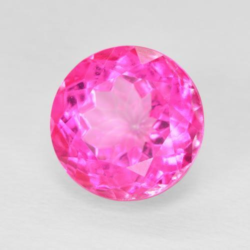 7.09 ct Pink Topaz Stone, Natural Topaz in Round Facet Shape for Sale