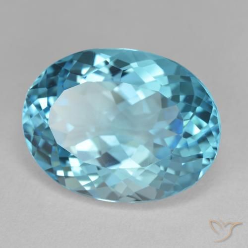 20.27 ct Blue Topaz Stone, Natural Topaz in Oval Facet Shape for Sale