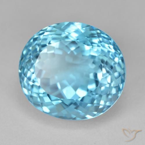 25.54 ct Blue Topaz Stone, Natural Topaz in Oval Portuguese-Cut Shape for Sale