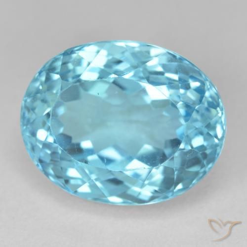 22.94 ct Blue Topaz Stone, Natural Topaz in Oval Facet Shape for Sale