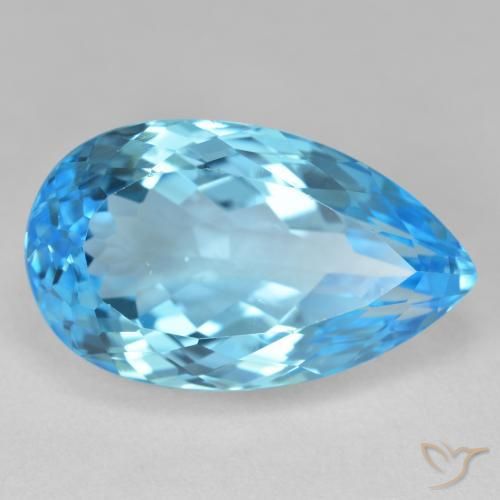 28.62 ct Blue Topaz Stone, Natural Topaz in Pear Facet Shape for Sale