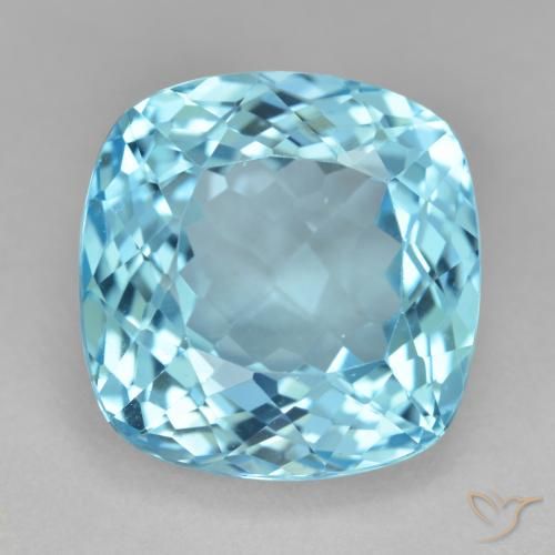 21.60ct Natural Swiss Blue Topaz, Cushion, VS