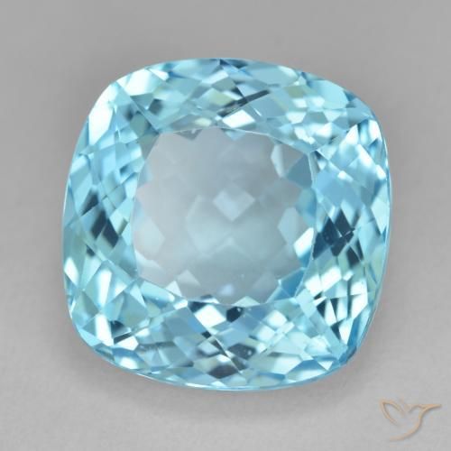 21.60 ct Blue Topaz Stone, Natural Topaz in Cushion-Cut Shape for Sale