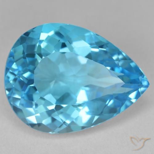 22.29 ct Blue Topaz Stone, Natural Topaz in Pear Facet Shape for Sale