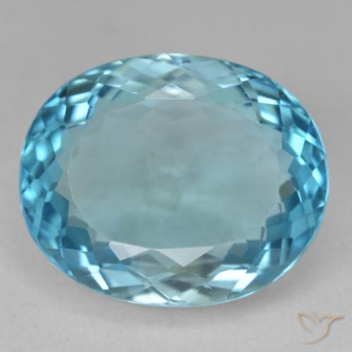 23.45 ct Blue Topaz Stone, Natural Topaz in Oval Facet Shape for Sale