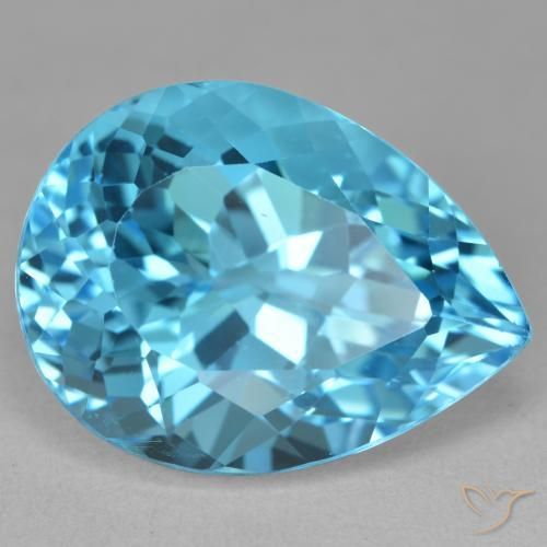 25.31ct Natural Swiss Blue Topaz, Pear Shape, VVS-VS