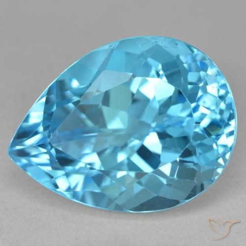 25.31 ct Blue Topaz Stone, Natural Topaz in Pear Facet Shape for Sale