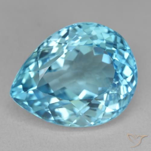 21.84ct Natural Swiss Blue Topaz, Pear Shape, VVS-VS