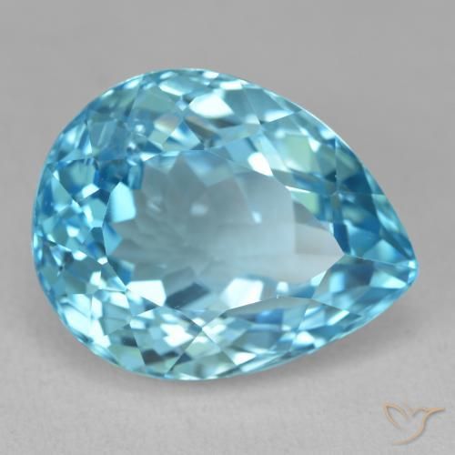 21.84 ct Blue Topaz Stone, Natural Topaz in Pear Facet Shape for Sale
