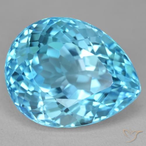 27.19 ct Blue Topaz Stone, Natural Topaz in Pear Facet Shape for Sale
