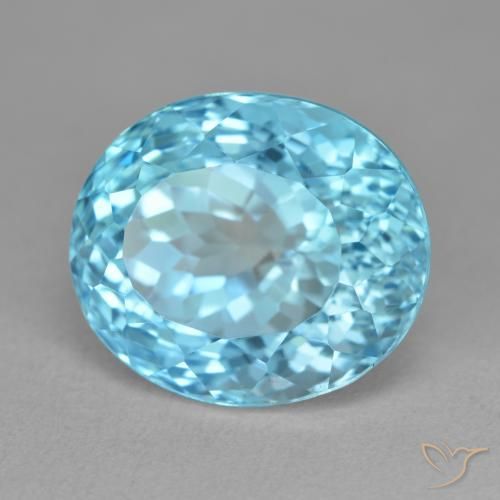 21.10 ct Blue Topaz Stone, Natural Topaz in Oval Facet Shape for Sale