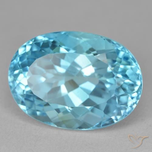 23.61 ct Blue Topaz Stone, Natural Topaz in Oval Facet Shape for Sale