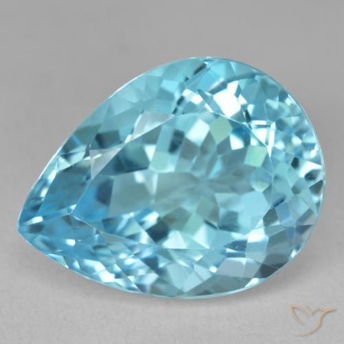20.41ct Natural Swiss Blue Topaz, Pear Shape, VVS-VS