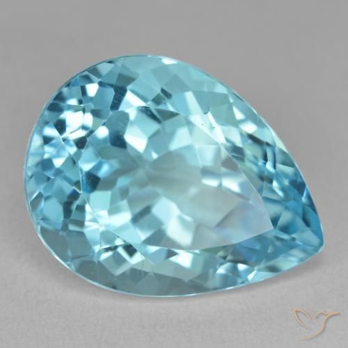 20.41 ct Blue Topaz Stone, Natural Topaz in Pear Facet Shape for Sale