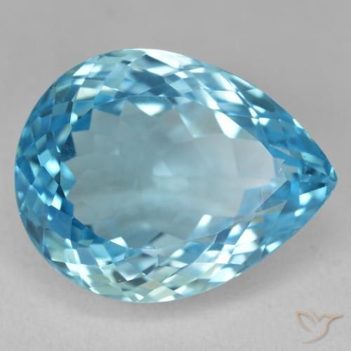 25.41 ct Blue Topaz Stone, Natural Topaz in Pear Facet Shape for Sale