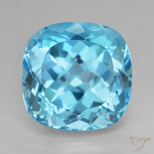 20.98ct Natural Swiss Blue Topaz, Cushion, VVS