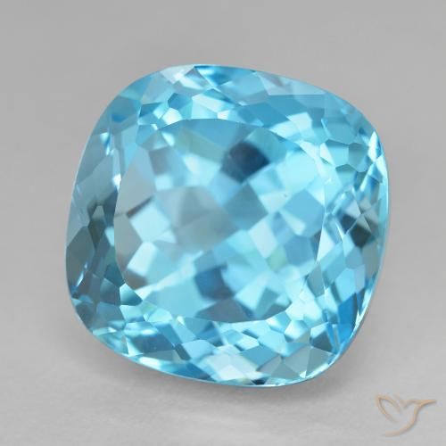 20.98 ct Blue Topaz Stone, Natural Topaz in Cushion-Cut Shape for Sale