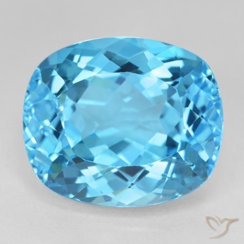 26.00ct Natural Swiss Blue Topaz, Cushion, VVS