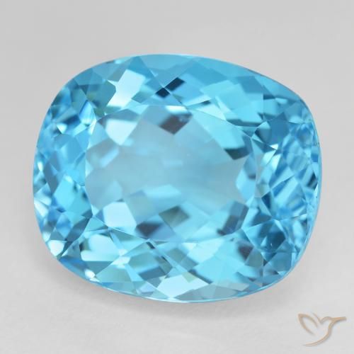 26.00 ct Blue Topaz Stone, Natural Topaz in Cushion-Cut Shape for Sale