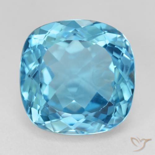 21.83ct Natural Swiss Blue Topaz, Cushion, VVS-VS