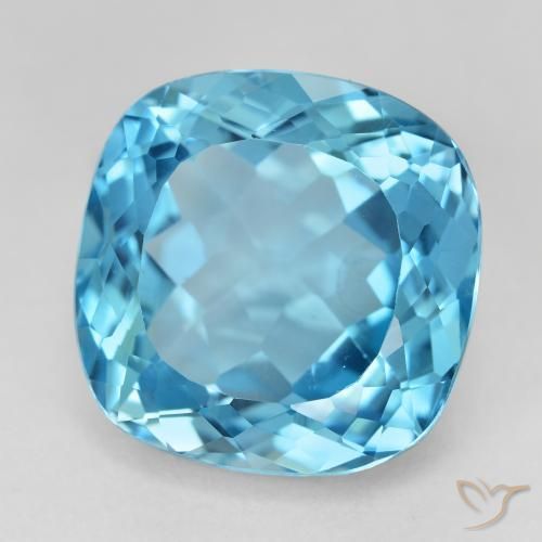 21.83 ct Blue Topaz Stone, Natural Topaz in Cushion-Cut Shape for Sale