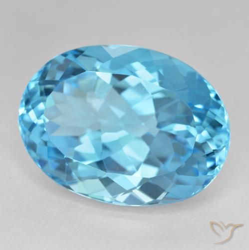 27.52 ct Blue Topaz Stone, Natural Topaz in Oval Facet Shape for Sale