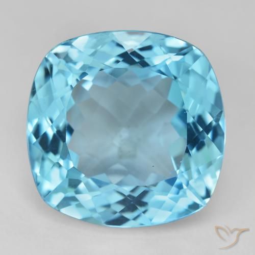 29.54ct Natural Swiss Blue Topaz, Cushion, VVS-VS