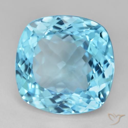 29.54 ct Blue Topaz Stone, Natural Topaz in Cushion-Cut Shape for Sale