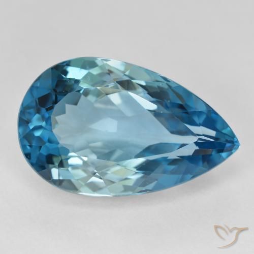 22.19 ct Blue Topaz Stone, Natural Topaz in Pear Facet Shape for Sale