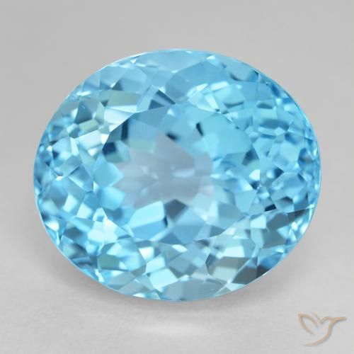 21.10ct Natural Swiss Blue Topaz, Oval, VVS-VS