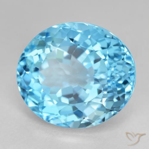 21.10 ct Blue Topaz Stone, Natural Topaz in Oval Facet Shape for Sale