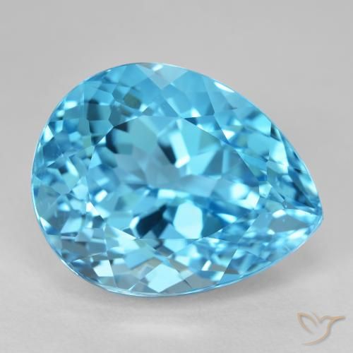 23.23 ct Blue Topaz Stone, Natural Topaz in Pear Facet Shape for Sale