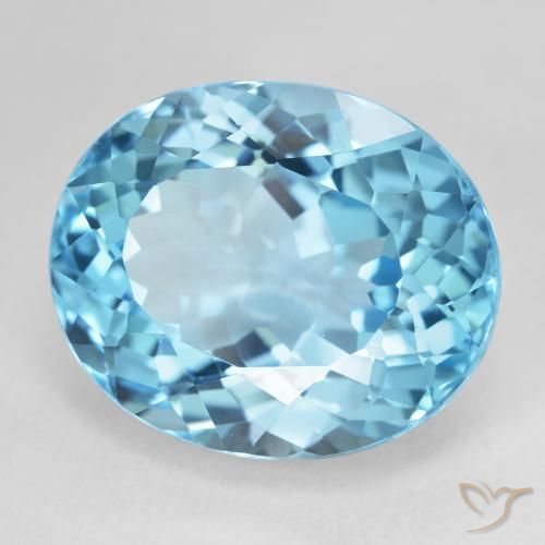 22.53 ct Blue Topaz Stone, Natural Topaz in Oval Facet Shape for Sale
