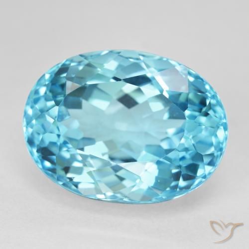 25.84 ct Blue Topaz Stone, Natural Topaz in Oval Facet Shape for Sale
