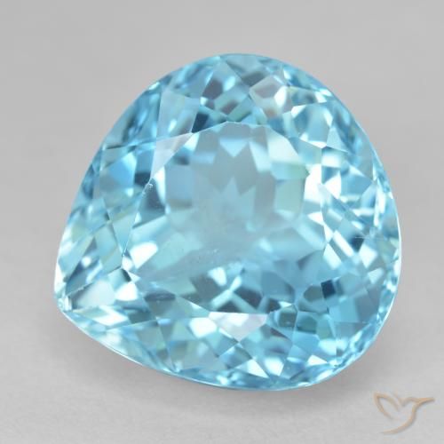 25.68 ct Blue Topaz Stone, Natural Topaz in Pear Facet Shape for Sale
