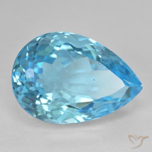 27.17 ct Blue Topaz Stone, Natural Topaz in Pear Facet Shape for Sale