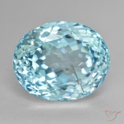 26.66ct Natural Light Greenish Blue Topaz, Oval, VS