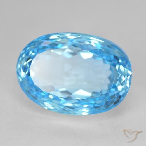 26.63 ct Blue Topaz Stone, Natural Topaz in Oval Portuguese-Cut Shape for Sale