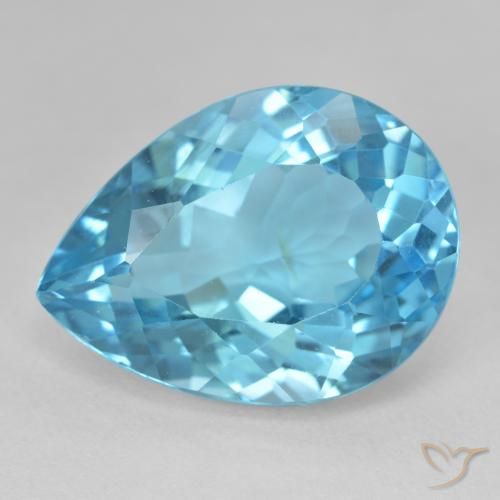 28.60ct Natural Swiss Blue Topaz, Pear Shape, VVS-VS