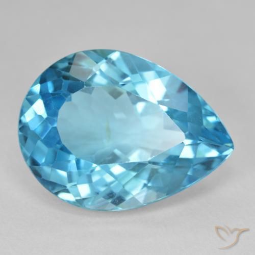 28.60 ct Blue Topaz Stone, Natural Topaz in Pear Facet Shape for Sale