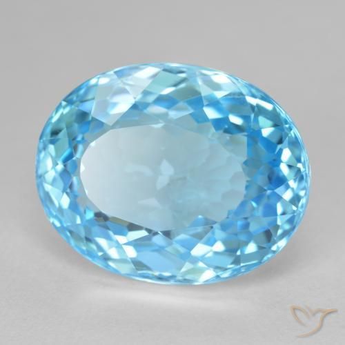 28.06 ct Blue Topaz Stone, Natural Topaz in Oval Facet Shape for Sale