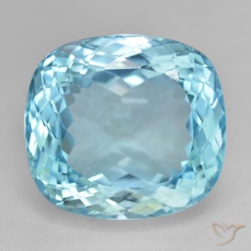28.00ct Natural Swiss Blue Topaz, Cushion, VVS-VS
